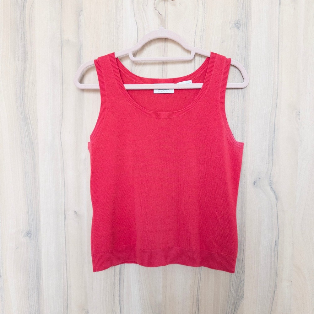 Vintage Neiman Marcus Womens 100% Cashmere Tank Top M Coral Old Money Preppy